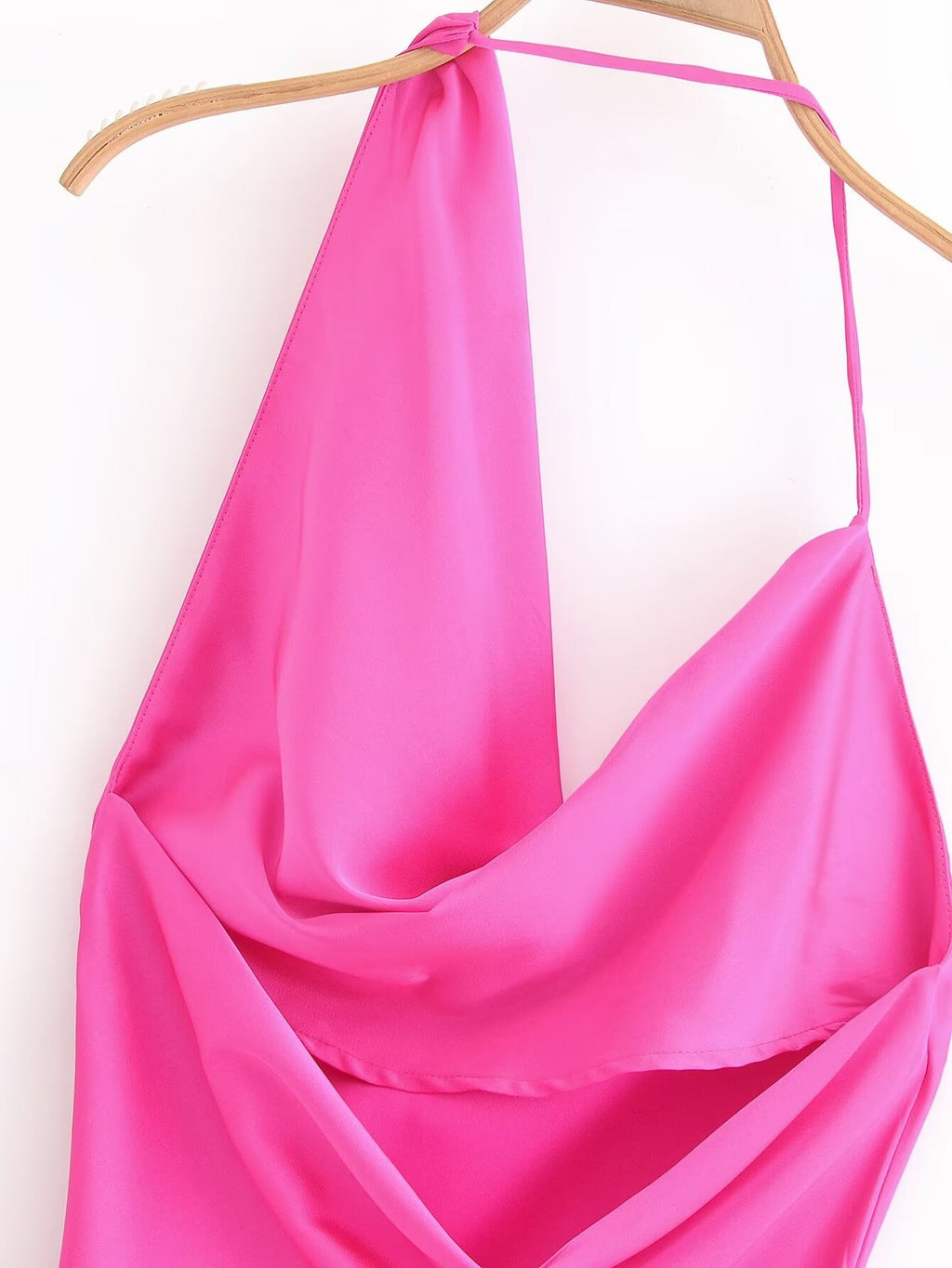 Asymmetric Silk Satin Texture Underwear Midi Halter Dress