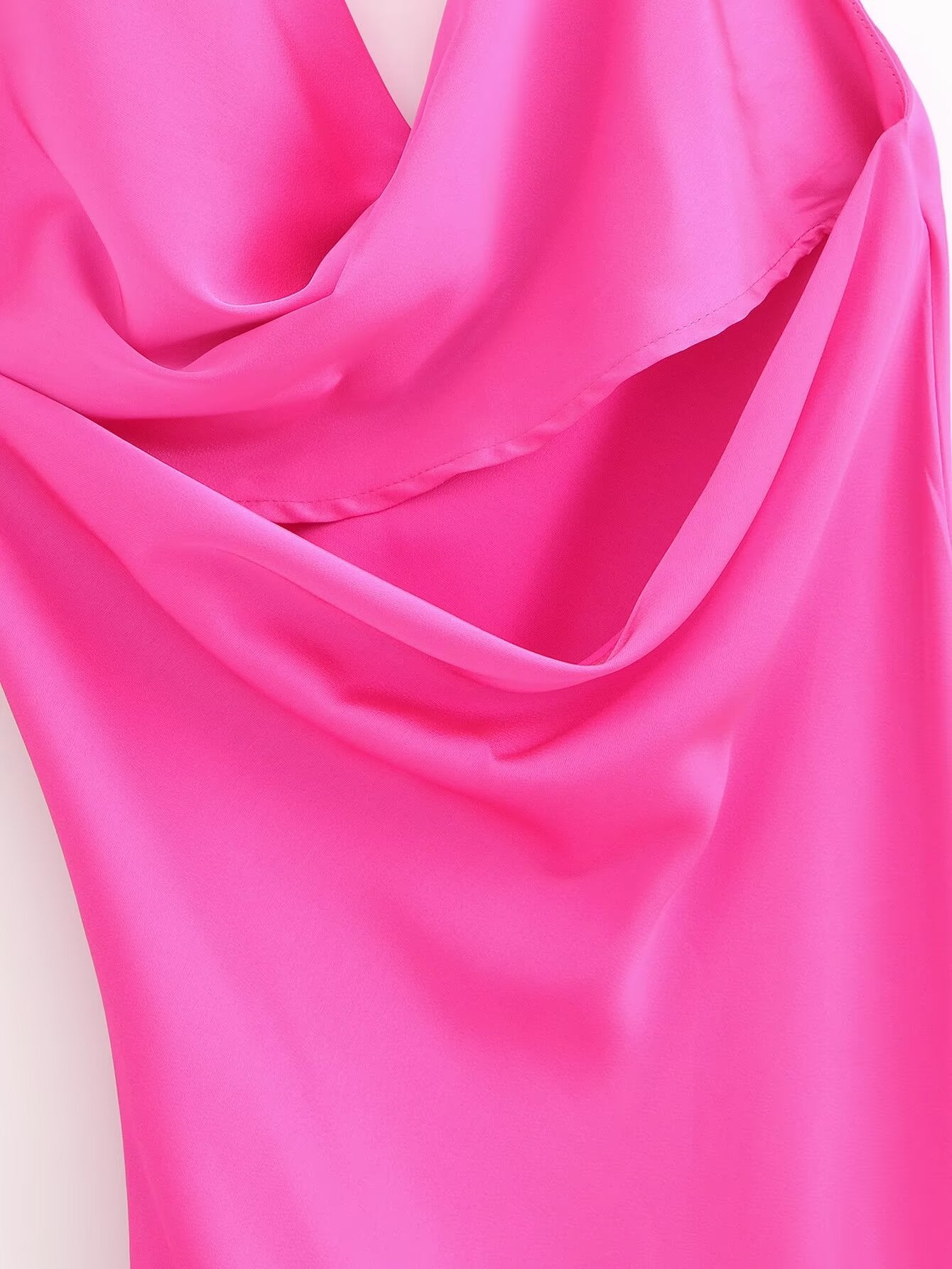 Asymmetric Silk Satin Texture Underwear Midi Halter Dress