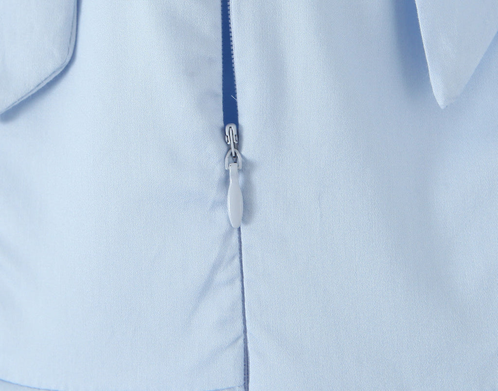 Blue Halter Dress Fitted Waist Backless Sweet Pettidress