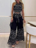 Floral Backless Halter neck Suit