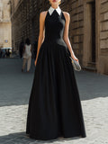 Halter Collar Pleated Maxi Dress