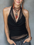 Bohemian Allure Sheer Mesh Halter Top