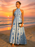 Santorini Bloom Halter Dress