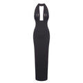 Elegant Black White Slim Halter Maxi Dress One Shoulder Backless Dress