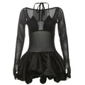 Halter Sling Basic Mesh See through Sequ Dress Two Piece Sets