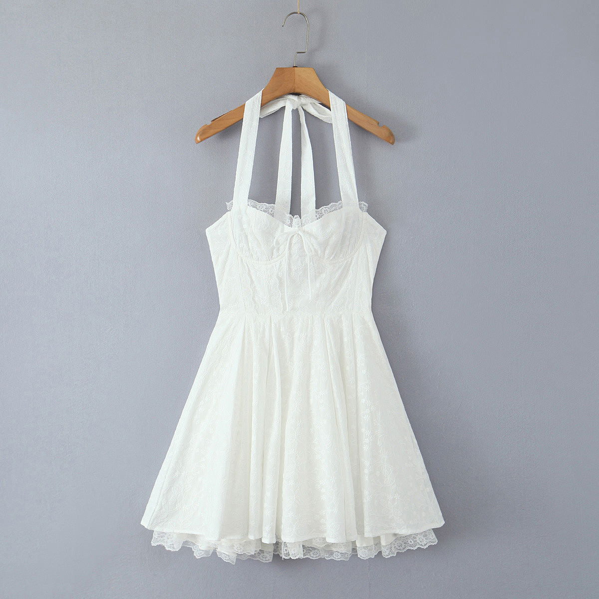 FallFresh Simple Lace Halter Suspender Dress