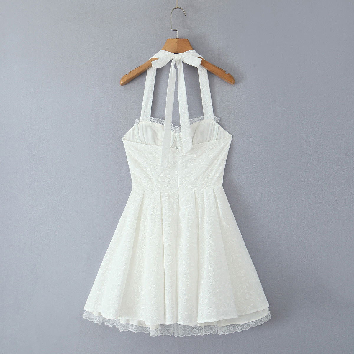 FallFresh Simple Lace Halter Suspender Dress