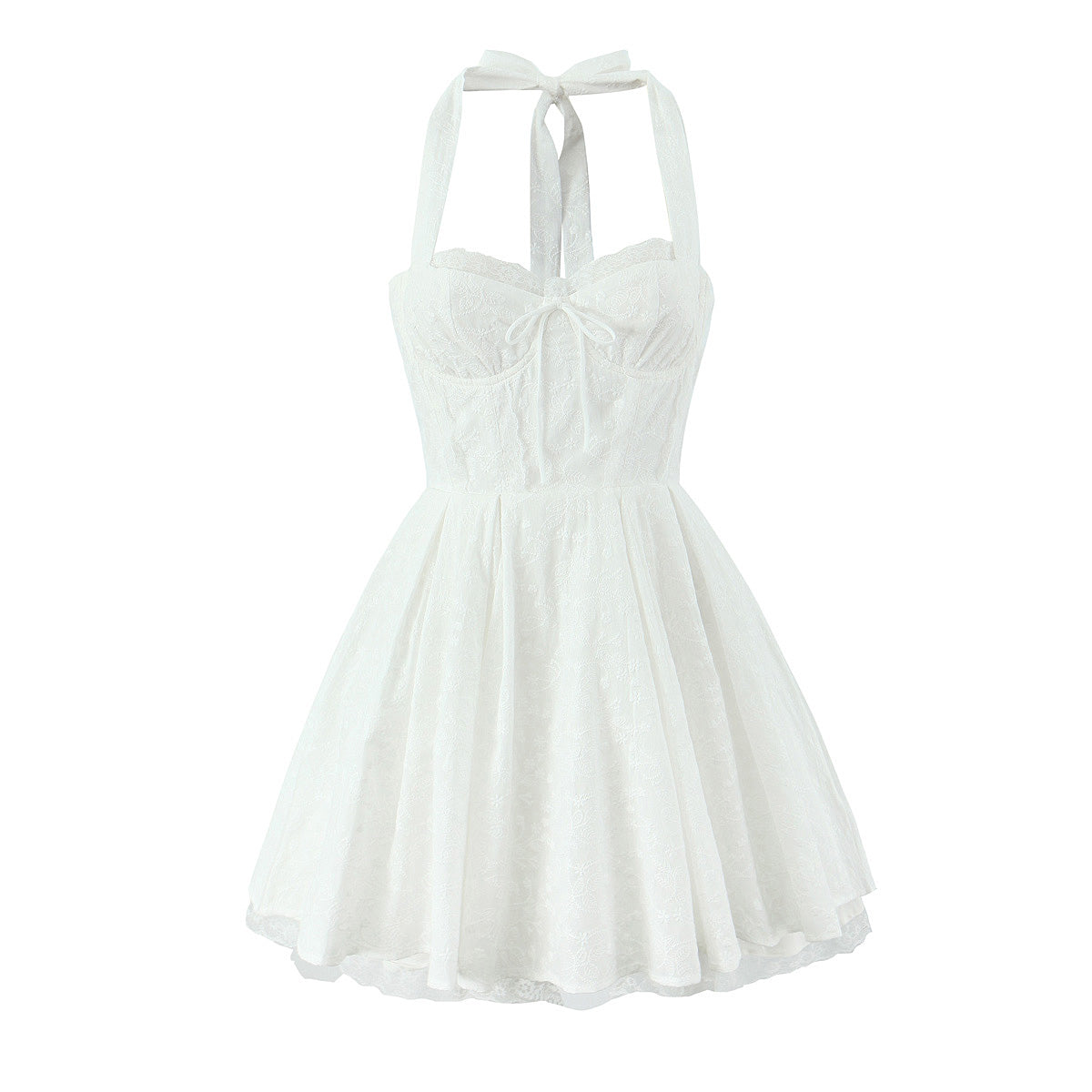 FallFresh Simple Lace Halter Suspender Dress