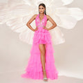 High End Sleeveless Elegant Halter Long Sequined Cocktail Evening Dress Bridesmaid Dress