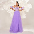 High End Halter Long Cocktail Mesh Large Swing Evening Dress Bridesmaid