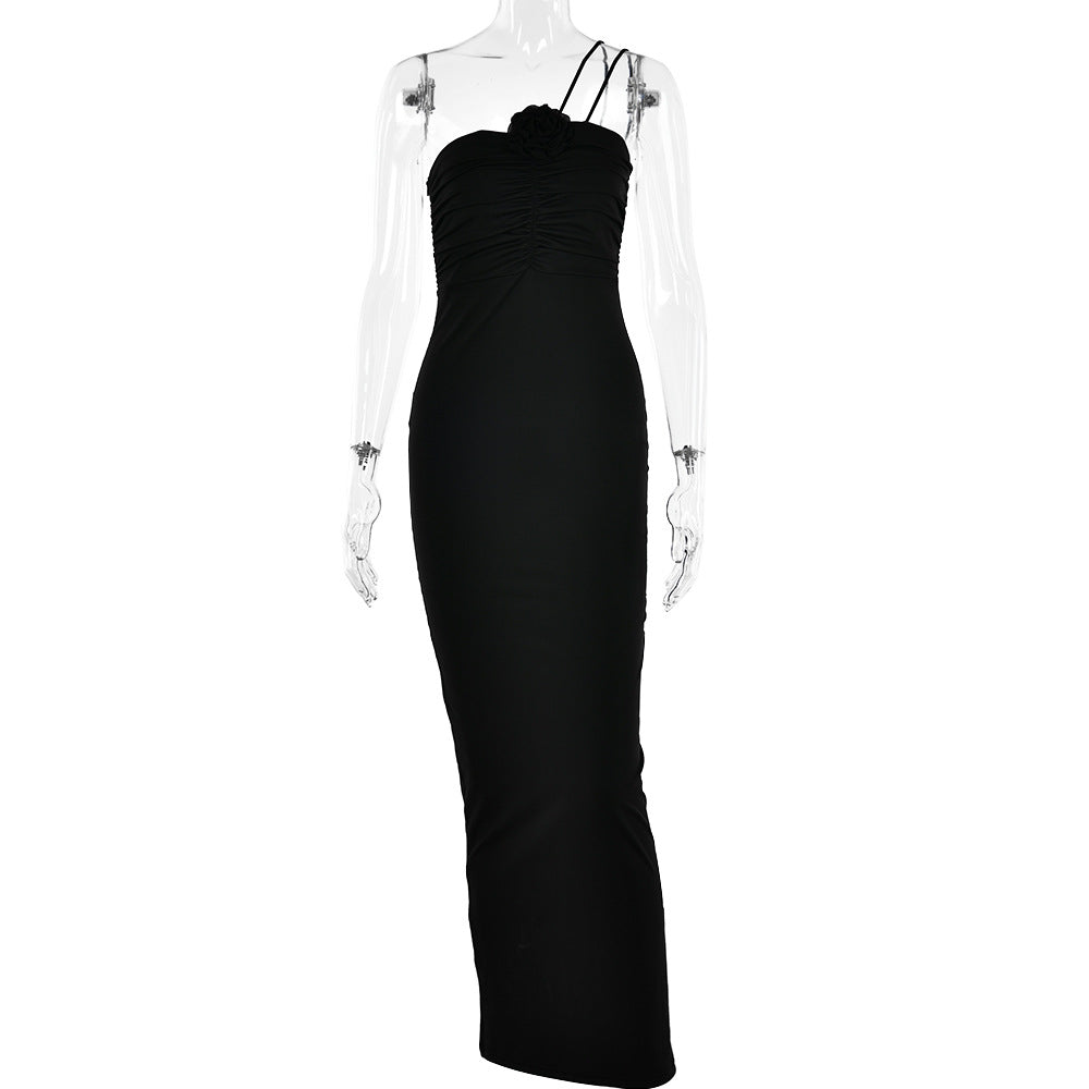 Halter Tube Top Dress Backless Waist Trimming Maxi Dress