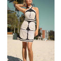 Shell Positioning Printing Halter Tied Dress