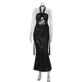 Tube Top Halter Cut out High Waist Sheath Dress Sequ Graceful Formal Dress