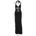 Metal Butterfly Cutout Halter Dress