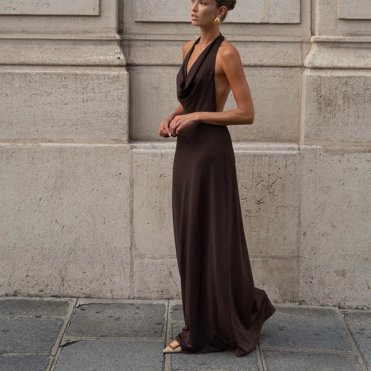 Halterneck Vest Long Backless Party Evening Dress