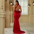 Party Cocktail Halter Backless Sheath Fishtail Small Trailing Evening