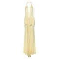 Backless Halter Deep V Plunge neck Solid Color Split