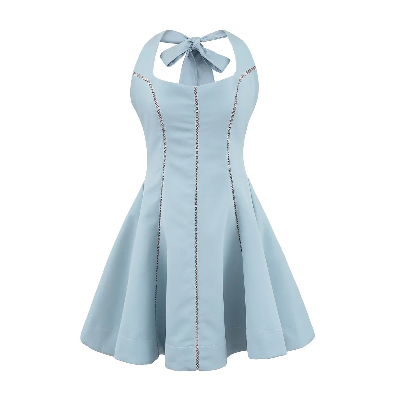 Bow Halter Spliced Ball Gown Backless Dresses