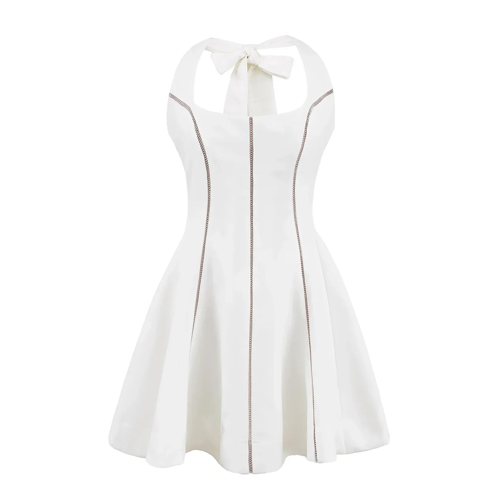 Bow Halter Spliced Ball Gown Backless Dresses