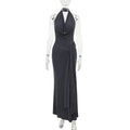 Strapped Halter Neck Backless Long Dress