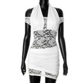 Halter Off the shoulder White Lace Mini Dress
