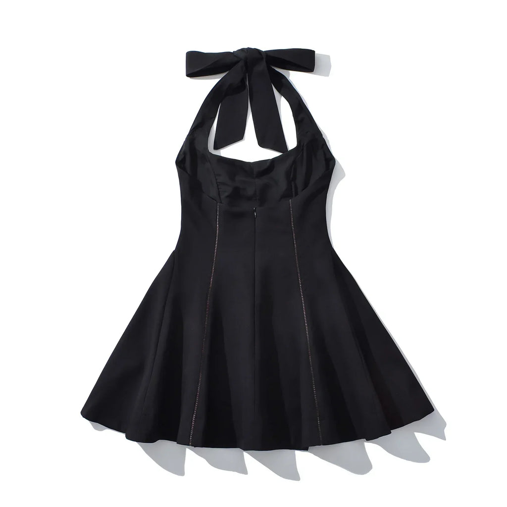 Bow Halter Spliced Ball Gown Backless Dresses