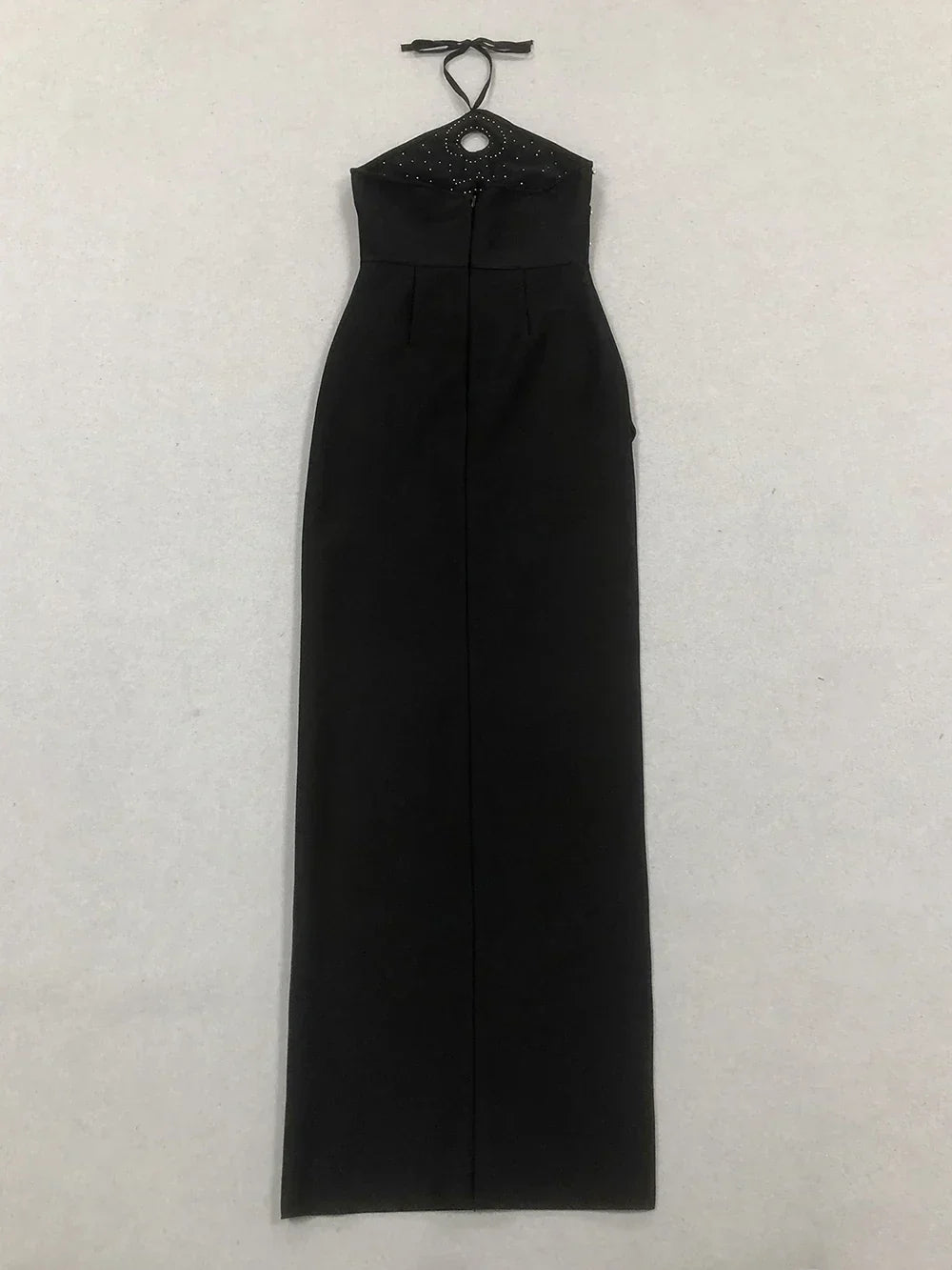 Halter Bead Hollow Design Backless Long Dress