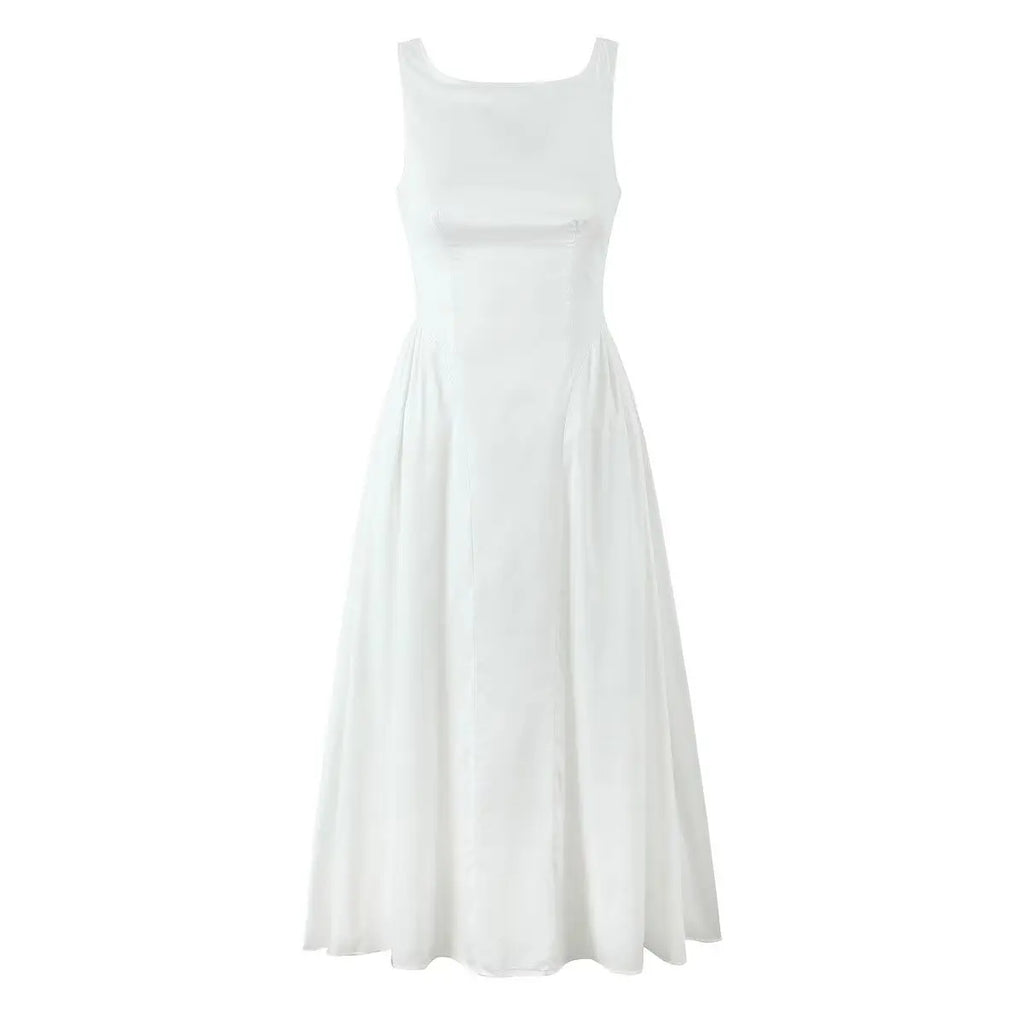 Solid Halter Backless Long Dress