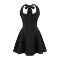 Bow Halter Spliced Ball Gown Backless Dresses