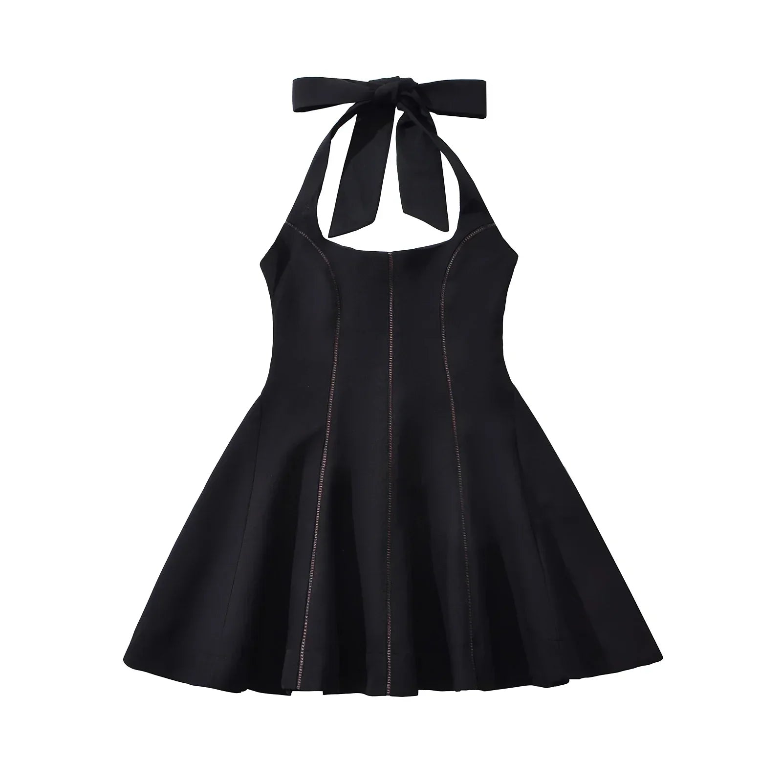 Bow Halter Spliced Ball Gown Backless Dresses