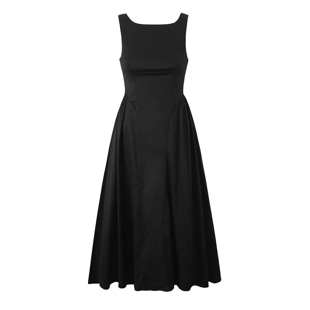 Solid Halter Backless Long Dress