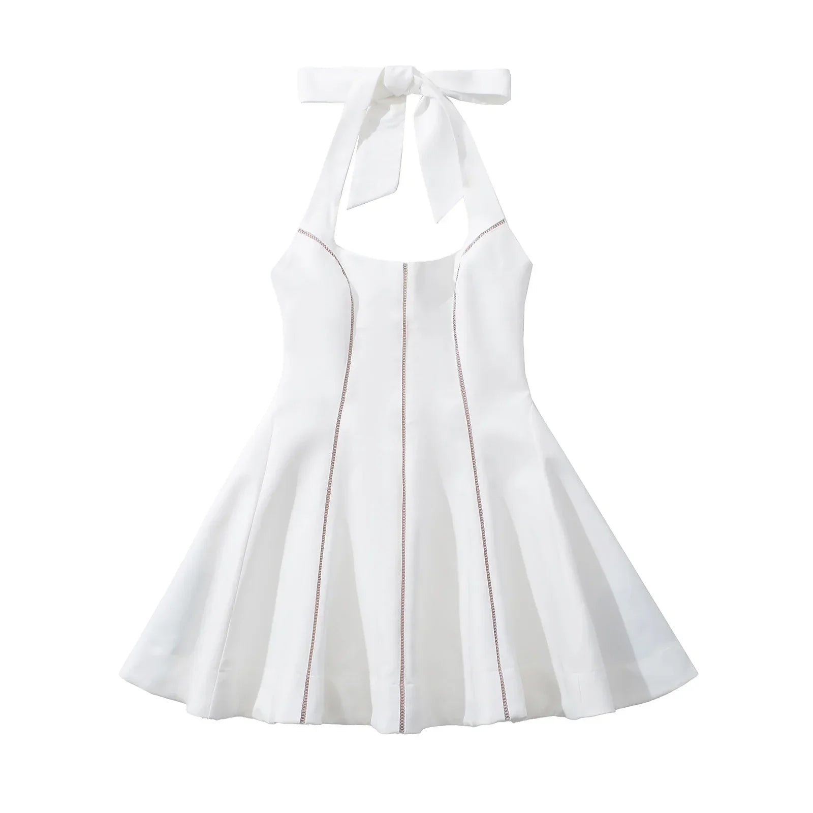Bow Halter Spliced Ball Gown Backless Dresses