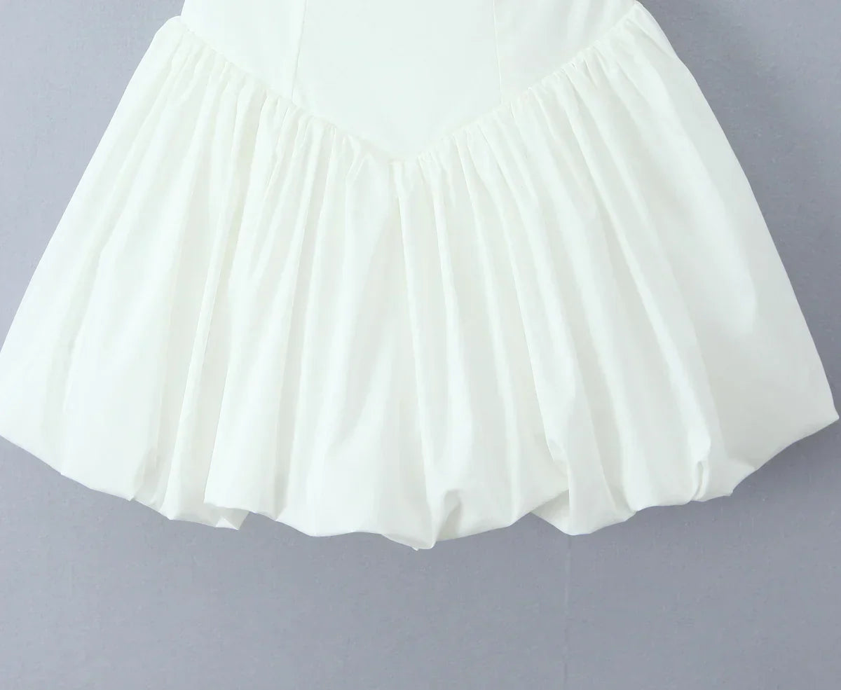 Bow Halter Slash Collar Lacing-Up Back Mini Dress