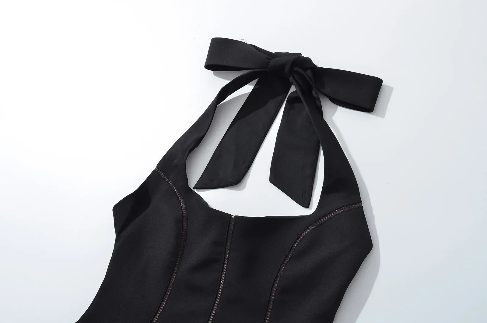 Bow Halter Spliced Ball Gown Backless Dresses