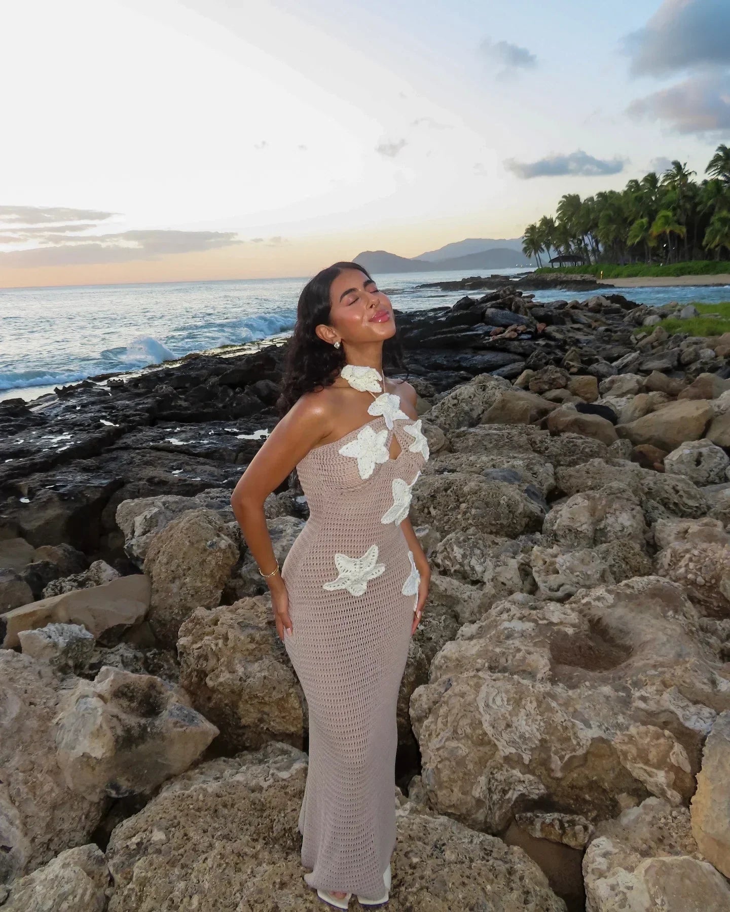 Floral Halter Maxi Dress Summer Splice Backless Design