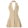 Slim Fit V Neck Halter Dress Backless Sleeveless Hip Dress