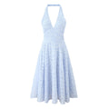 V- neck Halter Waist Controlled Slimming French Midi Dress