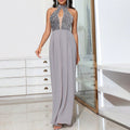 Halter Stitching Sequined Backless Evening Dress